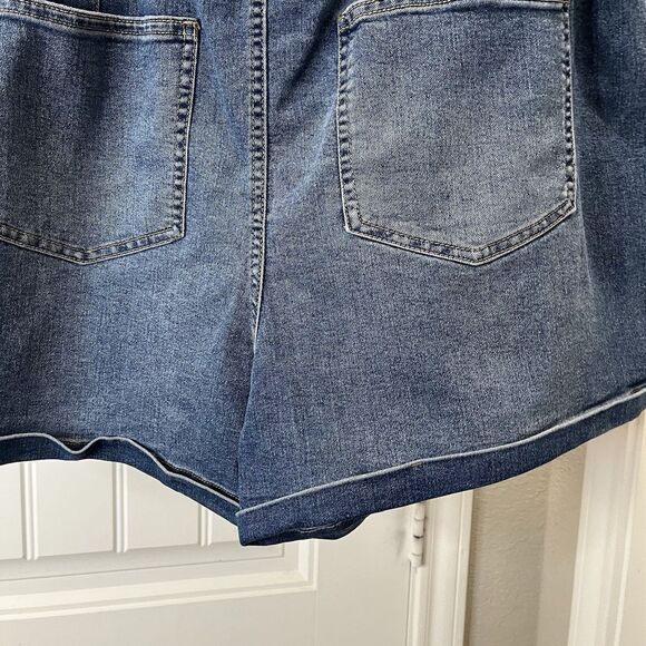 No Boundaries Belted Paperbag Denim Jean Shorts Medium Wash Juniors Size XXL 19 - Picture 6 of 9